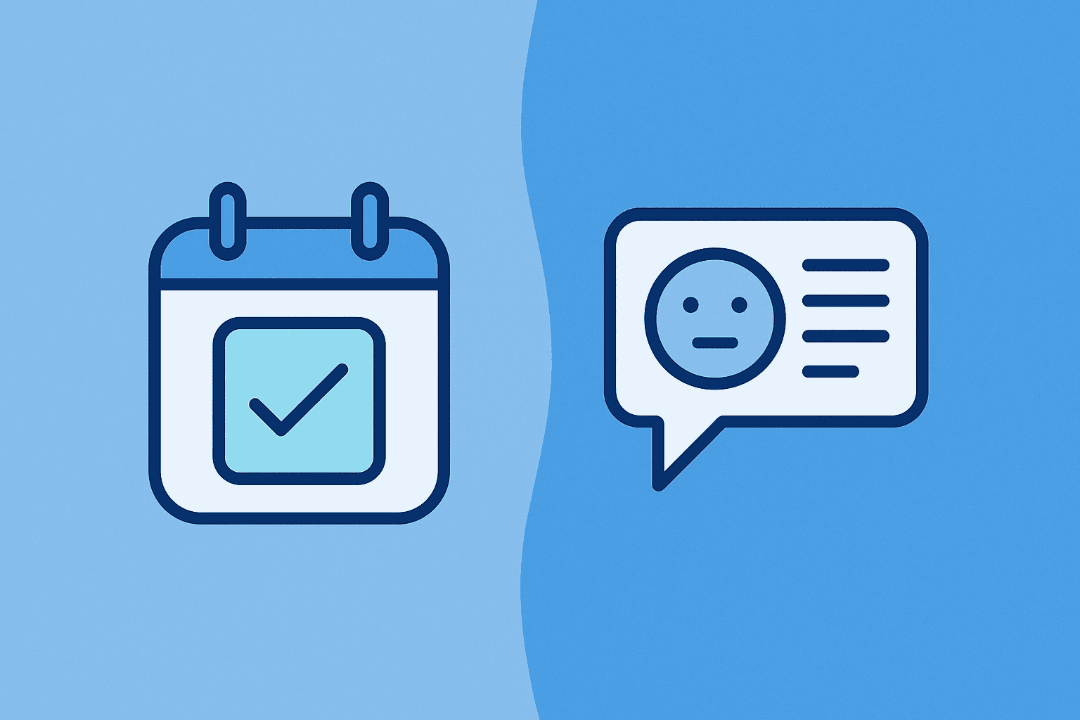 Ilustração em estilo flat mostrando ícones de comunicação contínua e anual, representando equilíbrio entre modelos de feedback.