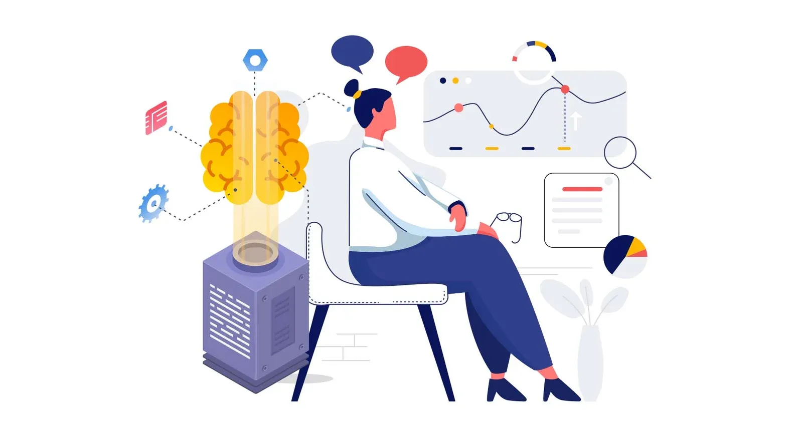 Representação abstrata de dados e pessoas no ambiente corporativo, simbolizando análise estratégica e desenvolvimento humano nas empresas.